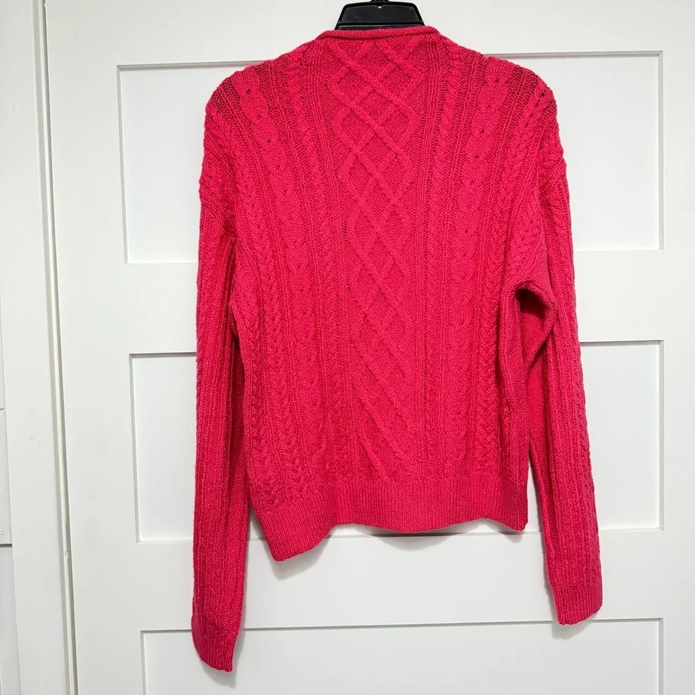 NEW J. Crew Mockneck cable-knit sweater pink 23817